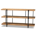 Console en bois marron et métal noir