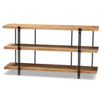 Console en bois marron et métal noir