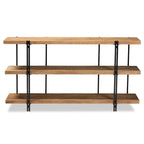 Console en bois marron et métal noir