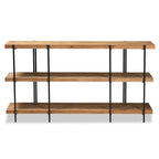 Console en bois marron et métal noir