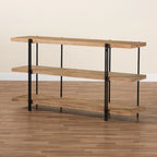 Console en bois marron et métal noir