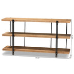Console en bois marron et métal noir