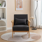 Fauteuil d'appoint avec coussin en bois massif tapissé de bouclette style Mid-Century