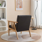Fauteuil d'appoint avec coussin en bois massif tapissé de bouclette style Mid-Century