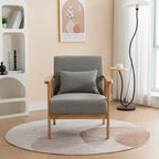 Fauteuil d'appoint avec coussin en bois massif tapissé de bouclette style Mid-Century
