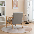Fauteuil d'appoint avec coussin en bois massif tapissé de bouclette style Mid-Century