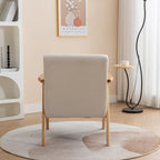 Fauteuil d'appoint avec coussin en bois massif tapissé de bouclette style Mid-Century