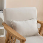 Fauteuil d'appoint avec coussin en bois massif tapissé de bouclette style Mid-Century