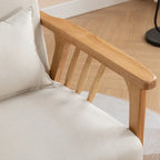 Fauteuil d'appoint avec coussin en bois massif tapissé de bouclette style Mid-Century