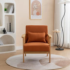 Fauteuil d'appoint avec coussin en bois massif tapissé de bouclette style Mid-Century