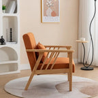 Fauteuil d'appoint avec coussin en bois massif tapissé de bouclette style Mid-Century
