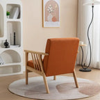 Fauteuil d'appoint avec coussin en bois massif tapissé de bouclette style Mid-Century