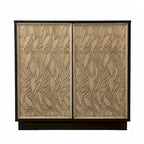 Bahut floral sculpté avec deux portes, couleur marron foncé naturel, 32 po