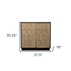 Bahut floral sculpté avec deux portes, couleur marron foncé naturel, 32 po