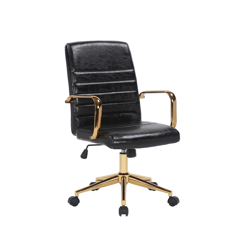 Chaise de bureau pivotante, cuir PU, roulettes