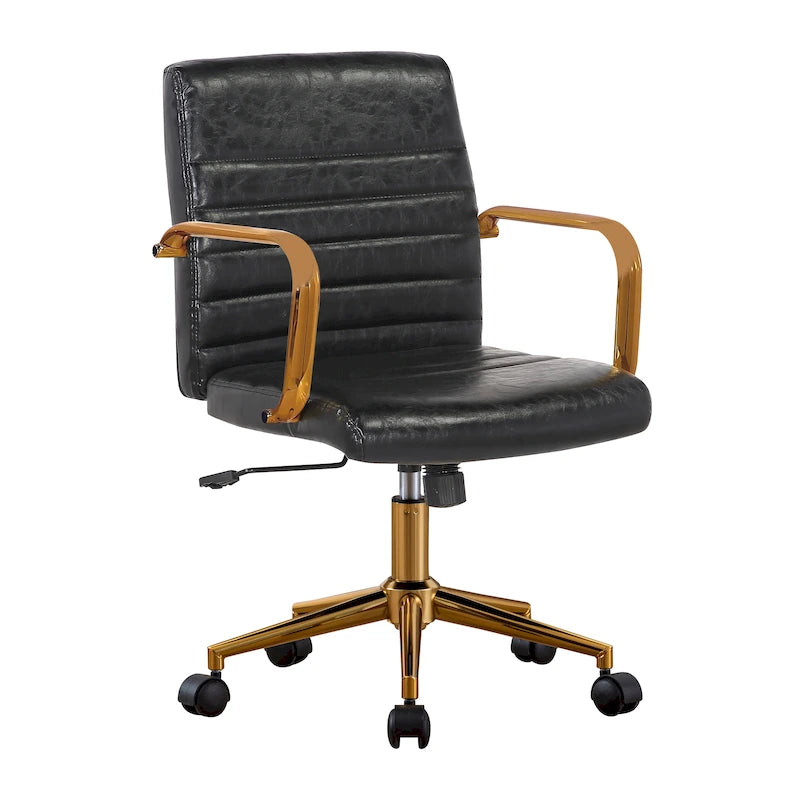 Chaise de bureau pivotante, cuir PU, roulettes
