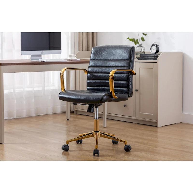 Chaise de bureau pivotante, cuir PU, roulettes