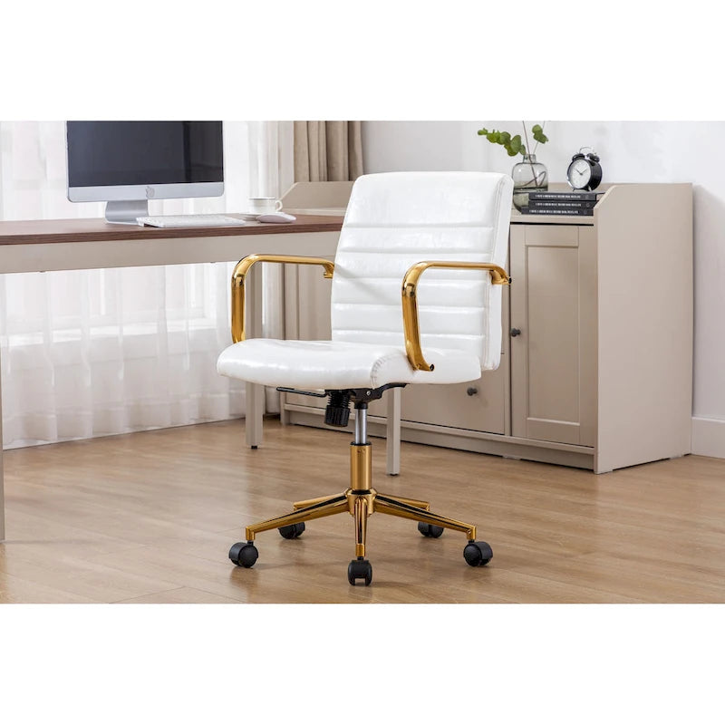 Chaise de bureau pivotante, cuir PU, roulettes