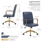 Chaise de bureau pivotante, cuir PU, roulettes