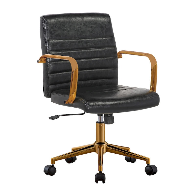 Chaise de bureau pivotante, cuir PU, roulettes