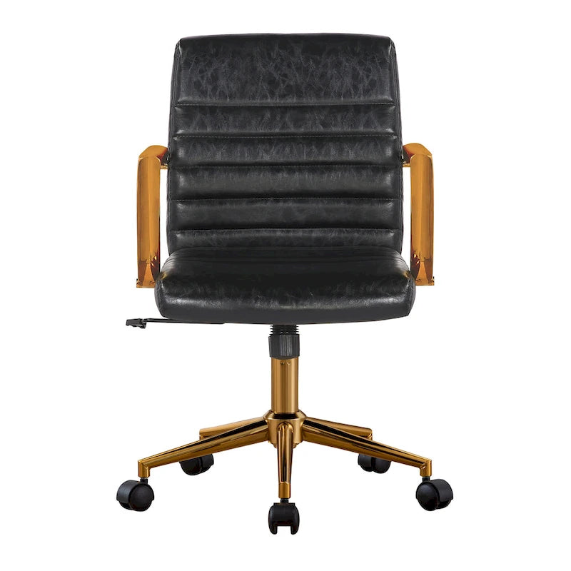 Chaise de bureau pivotante, cuir PU, roulettes