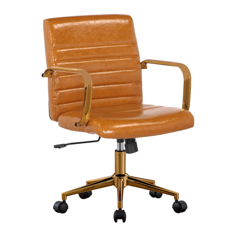 Chaise de bureau pivotante, cuir PU, roulettes