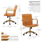Chaise de bureau pivotante, cuir PU, roulettes