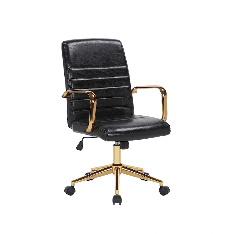 Chaise de bureau pivotante, cuir PU, roulettes