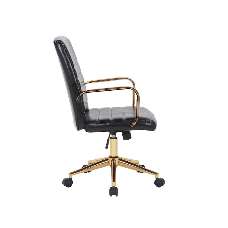 Chaise de bureau pivotante, cuir PU, roulettes