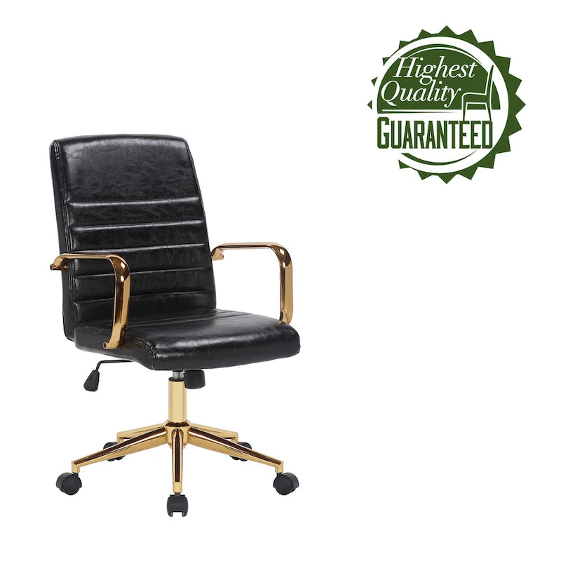 Chaise de bureau pivotante, cuir PU, roulettes