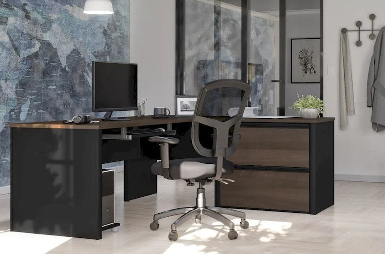 Bureau d'angle Connexion avec caisson surdimensionné