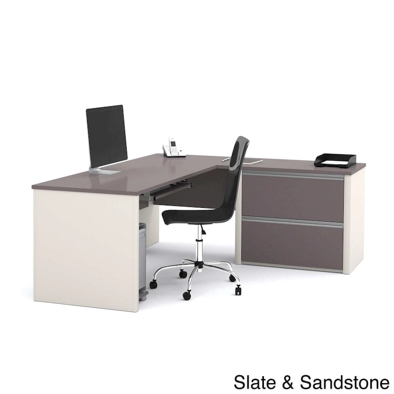 Bureau d'angle Connexion avec caisson surdimensionné