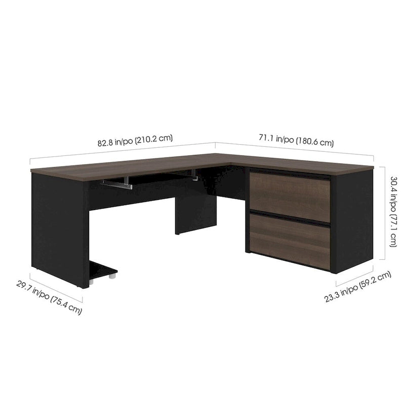 Bureau d'angle Connexion avec caisson surdimensionné