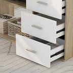 Bureau d'ordinateur d'angle en forme de L de 55 pouces avec tiroirs, en bois