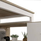 Bureau d'ordinateur d'angle en forme de L de 55 pouces avec tiroirs, en bois