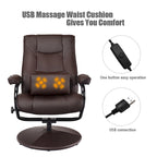 Fauteuil inclinable en cuir PU pivotant à 360 degrés avec repose-pieds