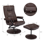 Fauteuil inclinable en cuir PU pivotant à 360 degrés avec repose-pieds