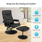 Fauteuil inclinable en cuir PU pivotant à 360 degrés avec repose-pieds