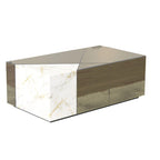 Table basse en blocs miroir avec un motif patchwork de marbre unique