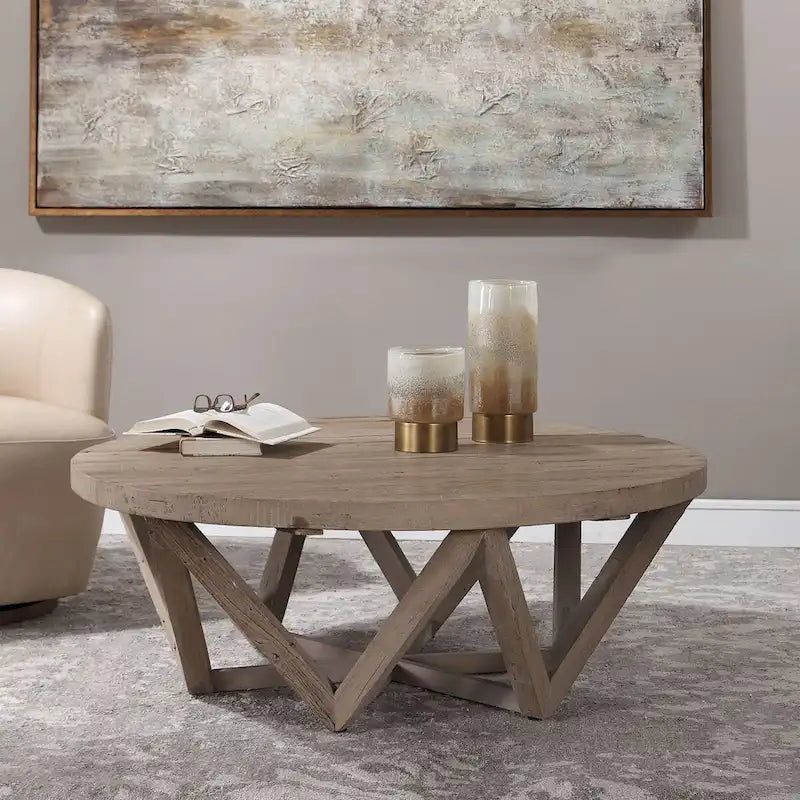Table basse en bois de Java, diamètre