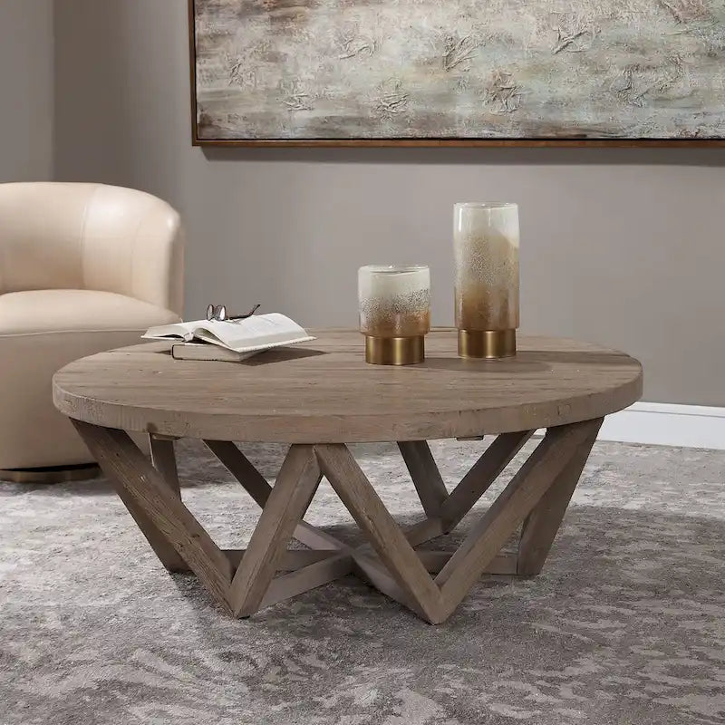 Table basse en bois de Java, diamètre