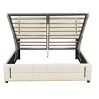 Lit rembourré Queen Size avec système de rangement hydraulique