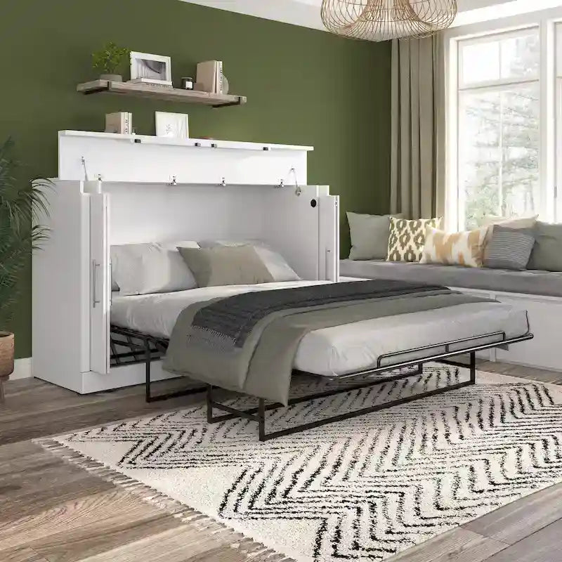 Lit escamotable Queen 75W avec matelas pour chambre d'amis