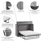 Lit escamotable Queen 75W avec matelas pour chambre d'amis
