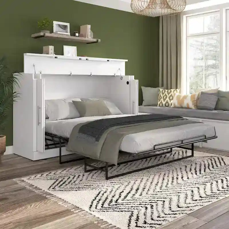 Lit escamotable Queen 75W avec matelas pour chambre d'amis