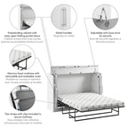 Lit escamotable Queen 75W avec matelas pour chambre d'amis
