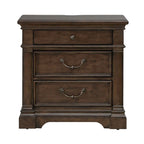Table de chevet de chambre en bois cerisier satiné avec station de recharge