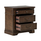 Table de chevet de chambre en bois cerisier satiné avec station de recharge