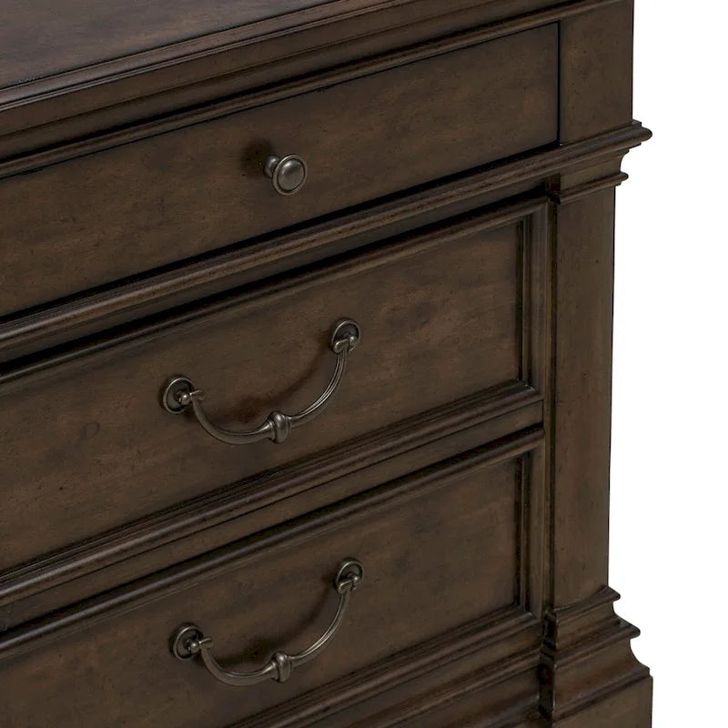 Table de chevet de chambre en bois cerisier satiné avec station de recharge