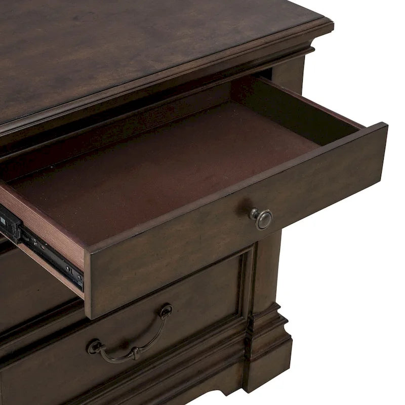 Table de chevet de chambre en bois cerisier satiné avec station de recharge